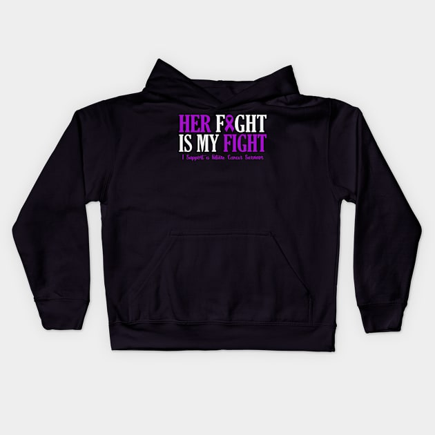 Her Fight Is My Fight I Support Future Cancer Survivor Alzheimers Awareness Purple Ribbon Warrior Kids Hoodie by celsaclaudio506